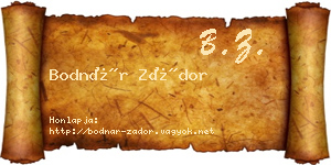 Bodnár Zádor névjegykártya